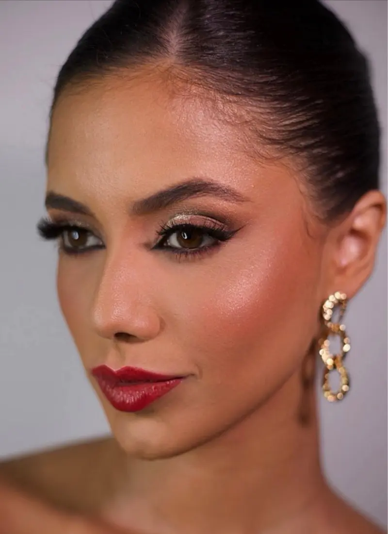 haircut with makeup for an event - powerful woman looking