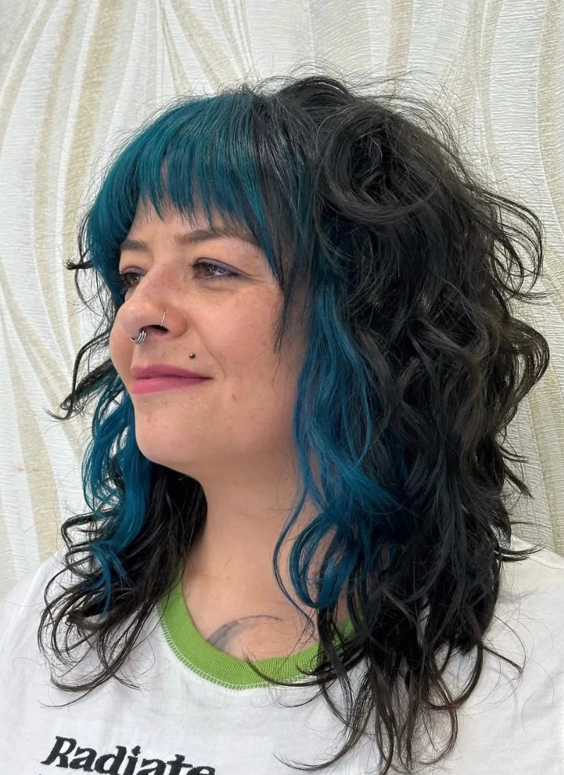 haircut with treatment - short hair with blue coloring